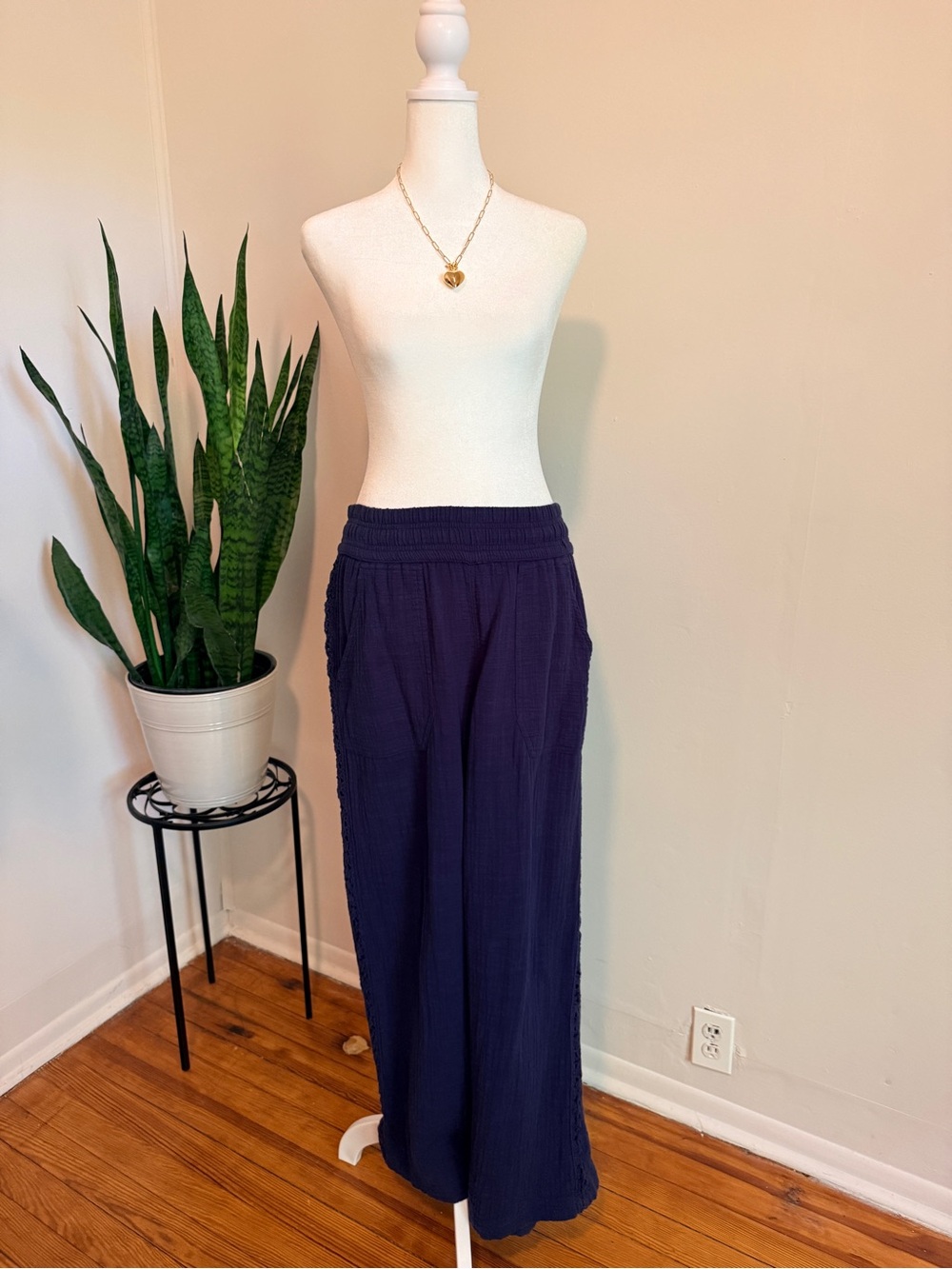 Aerie | 100% Cotton Navy Wide Leg Pants